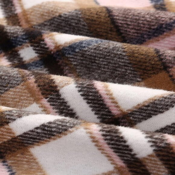 Womens Long Pink 7New Elastic Waist A-Line Pleated Tartan Long Plaid Wool Skirts - Picture 5 of 6